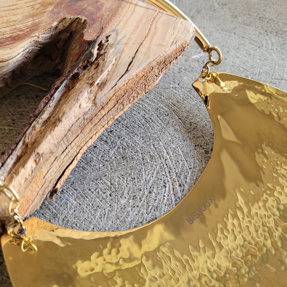 breastplate big collar hammered brass necklace… - Picture 3 of 3